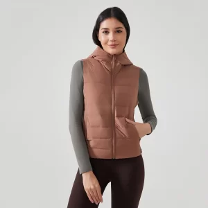Lightweight Puffer Vest with Hood Women Sleeveless Jacket