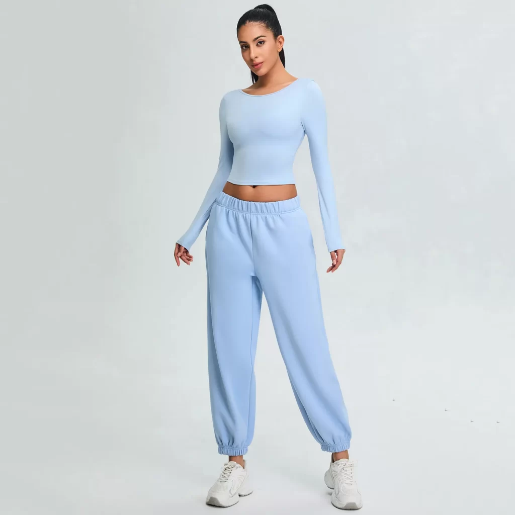 Yoga Long Sleeve Crop Top Womens Crew Neck T Shirts