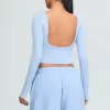 Yoga Long Sleeve Crop Top Womens Crew Neck T Shirts
