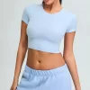 Yoga Short Sleeve Crop Tee Womens Crew Neck T Shirts