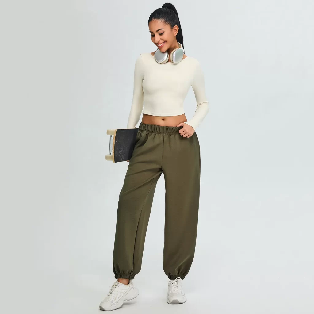 Yoga Long Sleeve Crop Top Womens Crew Neck T Shirts