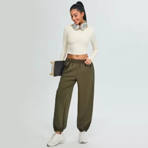 Yoga Long Sleeve Crop Top Womens Crew Neck T Shirts