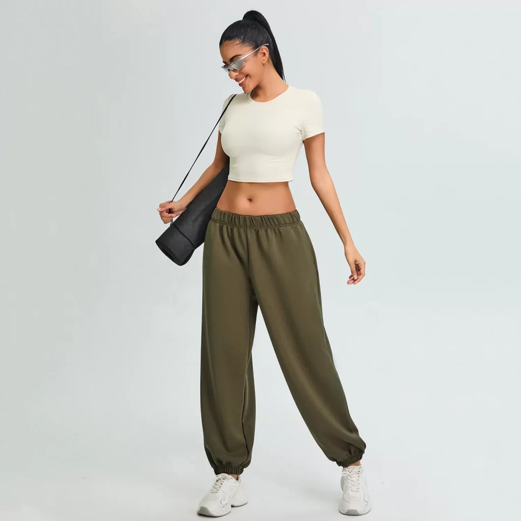 Yoga Short Sleeve Crop Tee Womens Crew Neck T Shirts