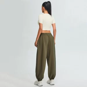 Yoga Short Sleeve Crop Tee Womens Crew Neck T Shirts
