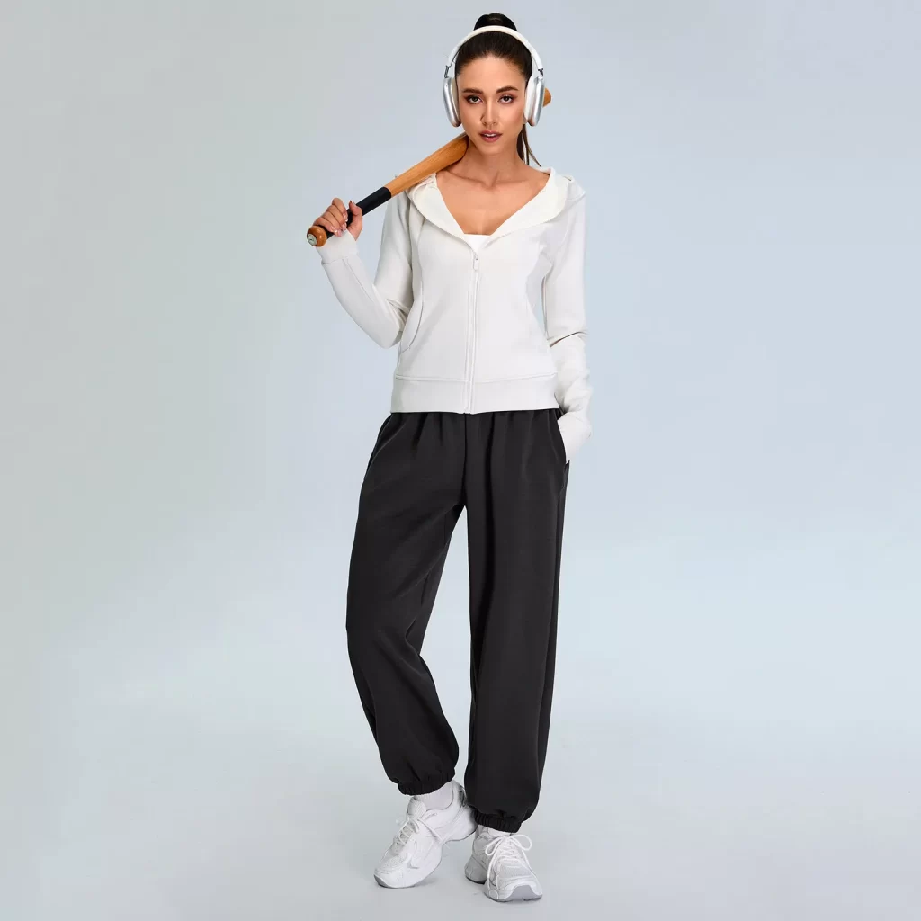 Full-Zip Sweatshirts for Women Modal Athletic Hoodie Set