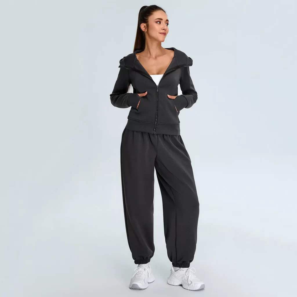 Full-Zip Sweatshirts for Women Modal Athletic Hoodie Set