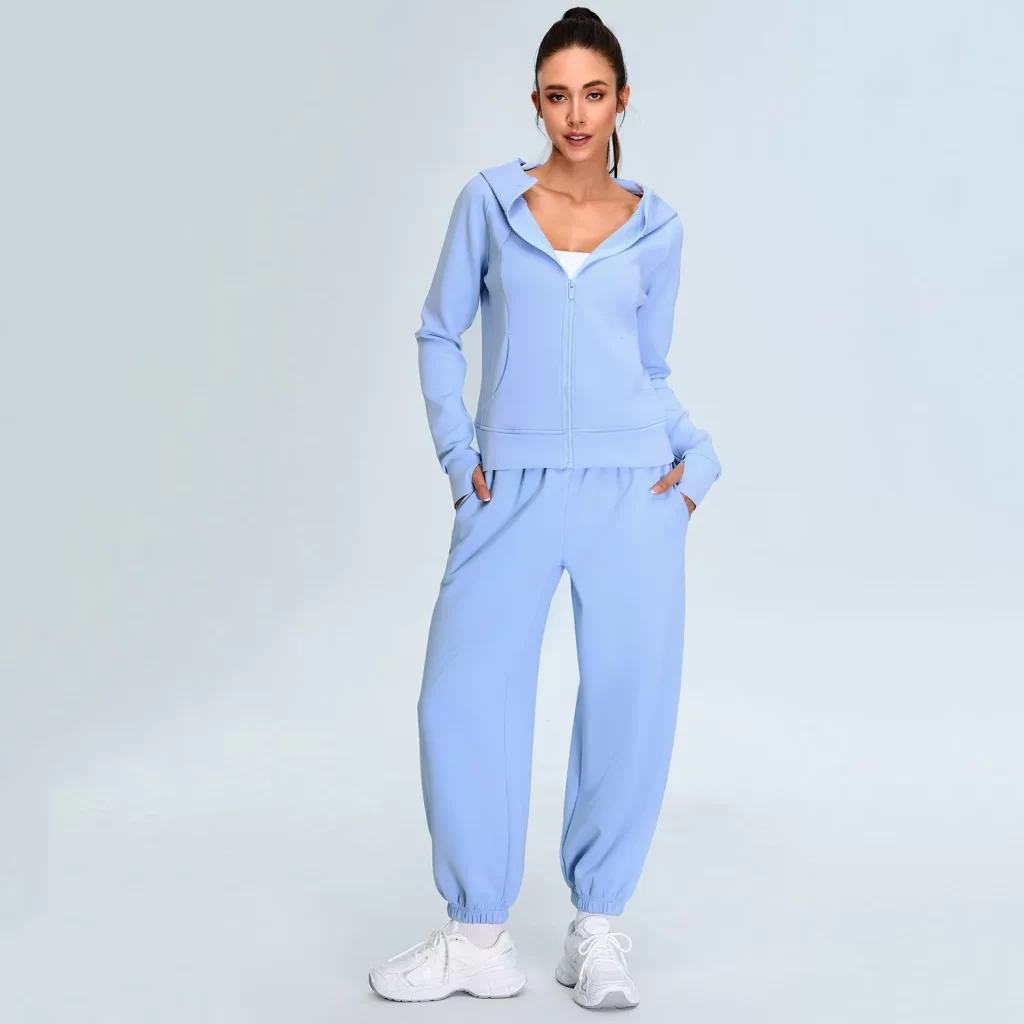 Full-Zip Sweatshirts for Women Modal Athletic Hoodie Set
