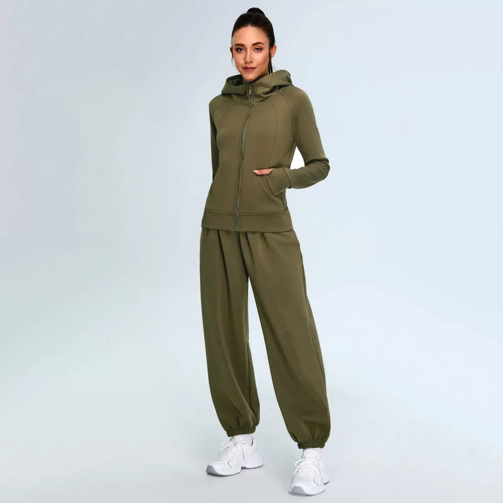 Full-Zip Sweatshirts for Women Modal Athletic Hoodie Set