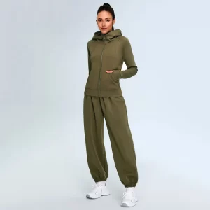 Full-Zip Sweatshirts for Women Modal Athletic Hoodie Set