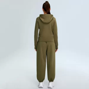 Full-Zip Sweatshirts for Women Modal Athletic Hoodie Set