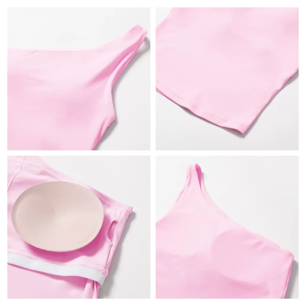 One Shoulder Longline Sports Bra Crop Built in Bra Tank Tops