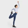 Women Yoga Crop Tops Long Sleeve Stretch Athletic Shirts
