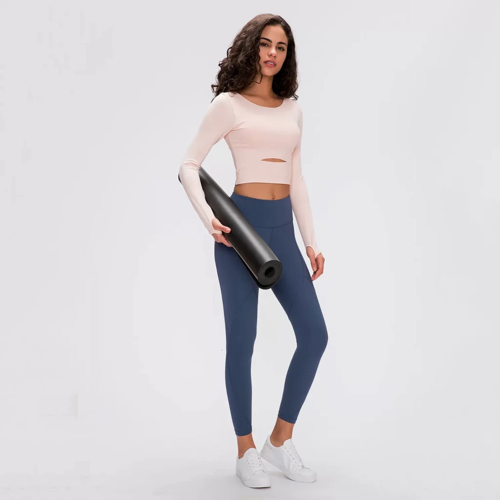 Women Yoga Crop Tops Long Sleeve Stretch Athletic Shirts wholesale fitness clothing bulk long sleeve t shirts