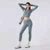 Women Yoga Crop Tops Long Sleeve Stretch Athletic Shirts wholesale fitness clothing bulk long sleeve t shirts