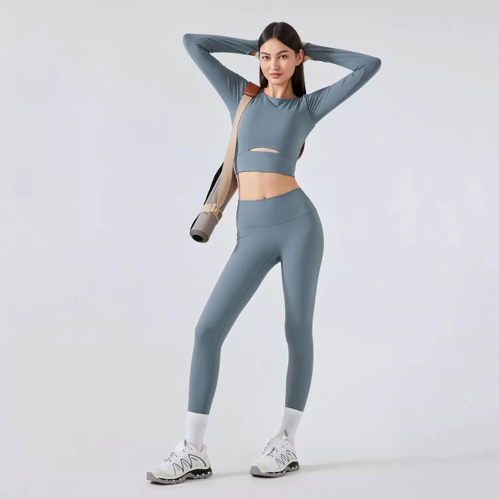 Women Yoga Crop Tops Long Sleeve Stretch Athletic Shirts wholesale fitness clothing bulk long sleeve t shirts