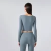 Women Yoga Crop Tops Long Sleeve Stretch Athletic Shirts wholesale fitness clothing bulk long sleeve t shirts
