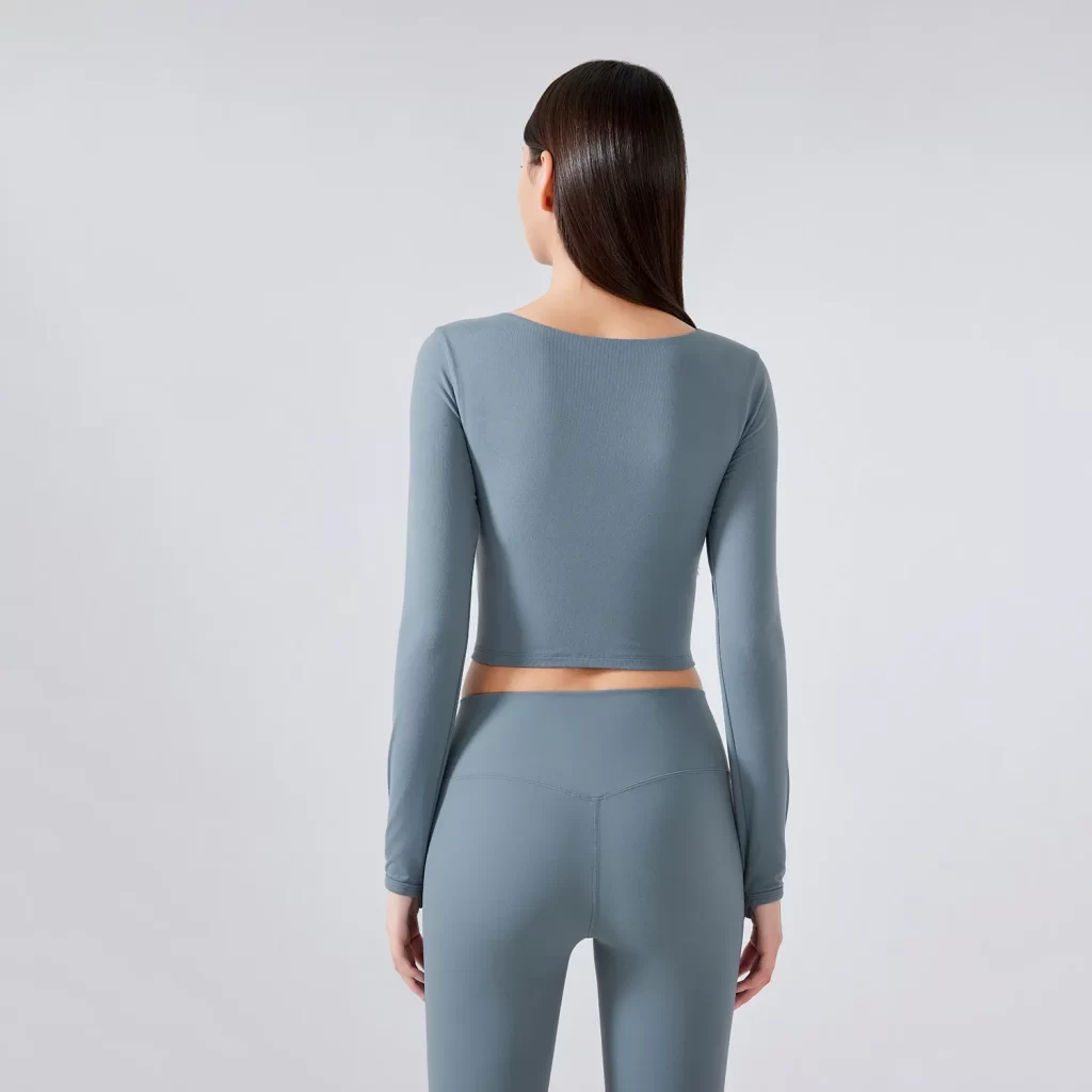 Women Yoga Crop Tops Long Sleeve Stretch Athletic Shirts wholesale fitness clothing bulk long sleeve t shirts
