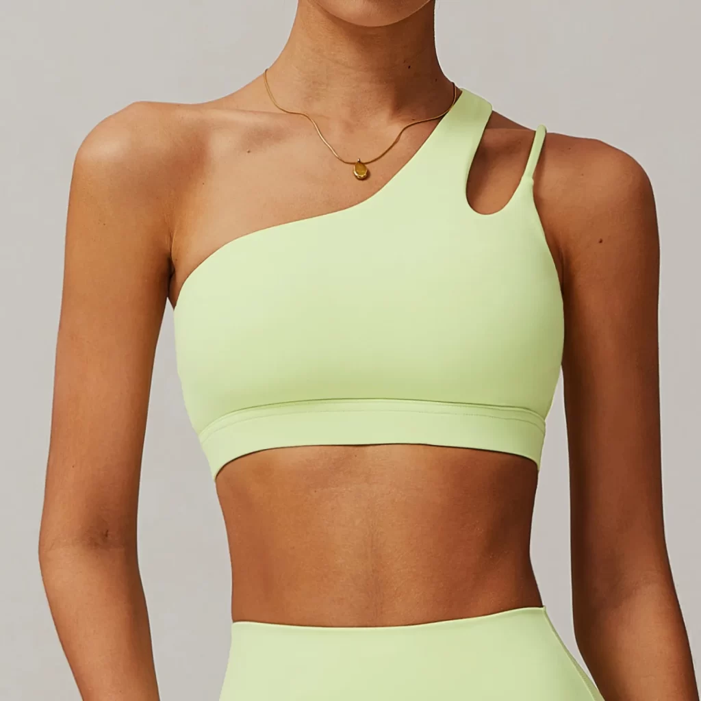 One Shoulder Medium Support Padded Strappy Yoga Bra
