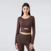 Women Yoga Crop Tops Long Sleeve Stretch Athletic Shirts wholesale fitness clothing bulk long sleeve t shirts