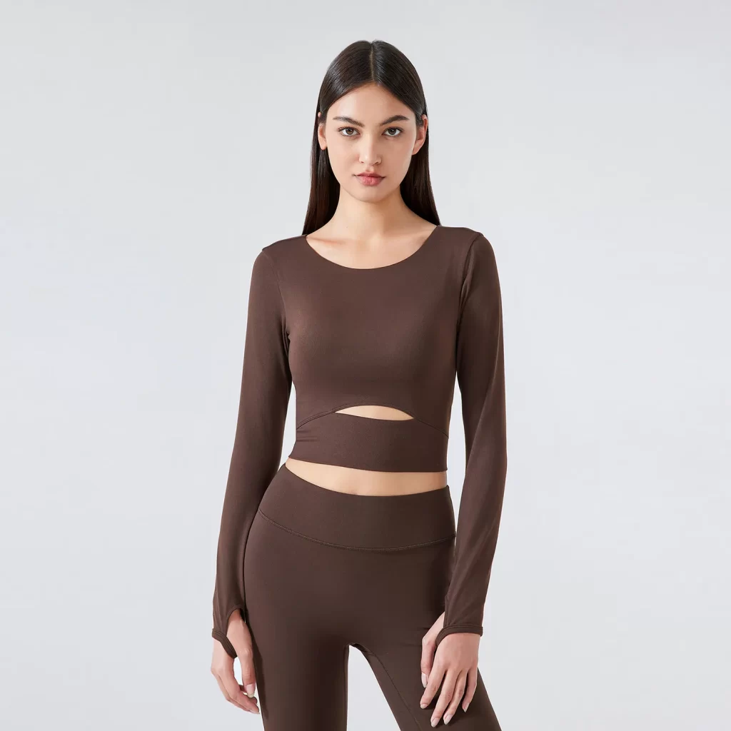 Women Yoga Crop Tops Long Sleeve Stretch Athletic Shirts wholesale fitness clothing bulk long sleeve t shirts