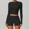 Long Sleeve Yoga Shirts Slim Fit Cropped Workout Top