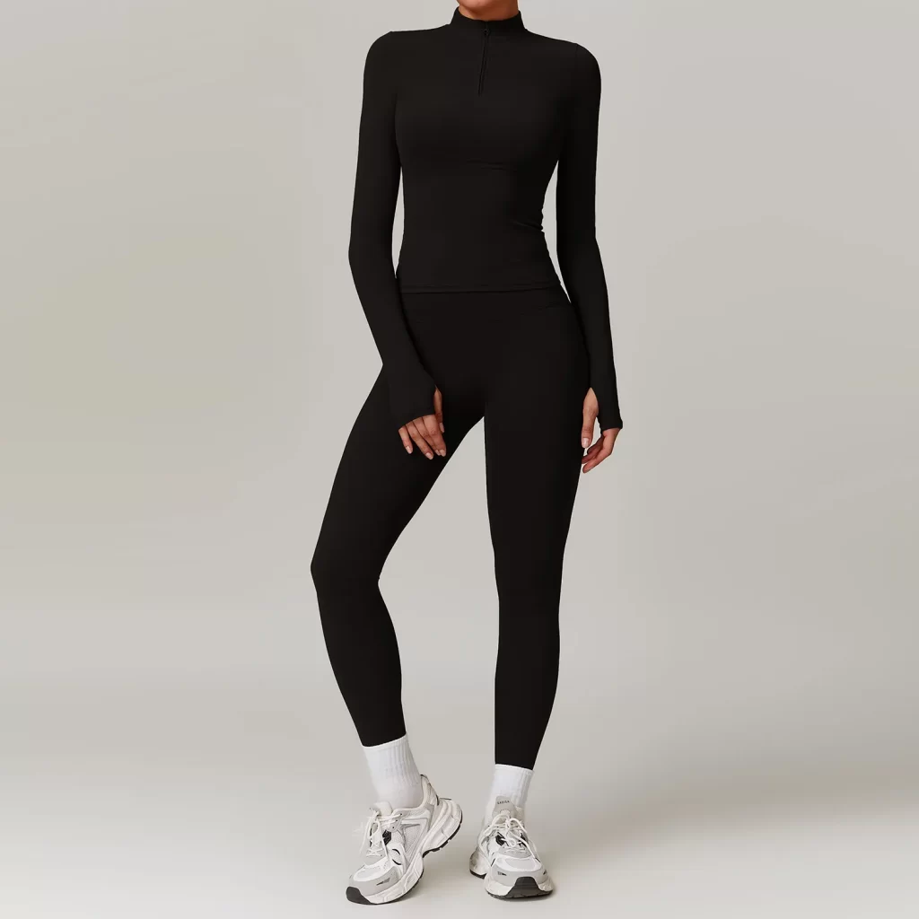 Workout Clothes Wholesale Half Zip Long Sleeve Fitness Sets