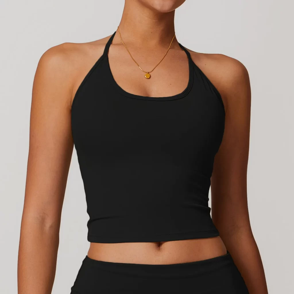 Halter Workout Crop Tank Top with Built in Bra athletic clothing manufacturers