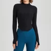 Slim Fit Sports Workout Active Top with Thumb Holes