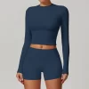 Long Sleeve Yoga Shirts Slim Fit Cropped Workout Top