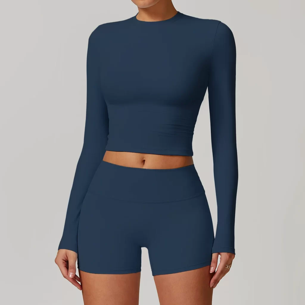 Long Sleeve Yoga Shirts Slim Fit Cropped Workout Top