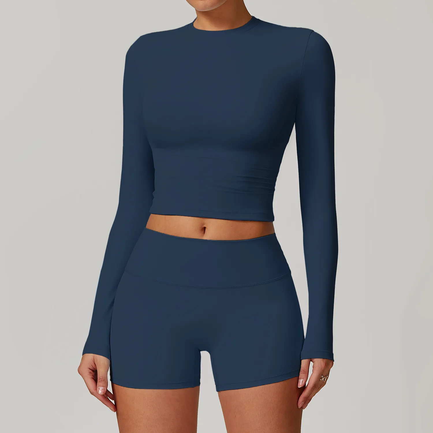 Long Sleeve Yoga Shirts Slim Fit Cropped Workout Top