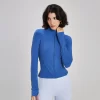 Womens Cropped Slim Fit Workout Jackets Thumb Holes