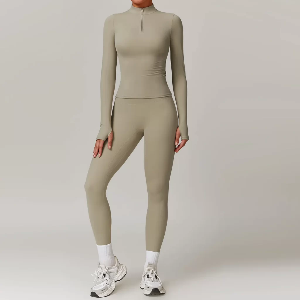 Workout Clothes Wholesale Half Zip Long Sleeve Fitness Sets