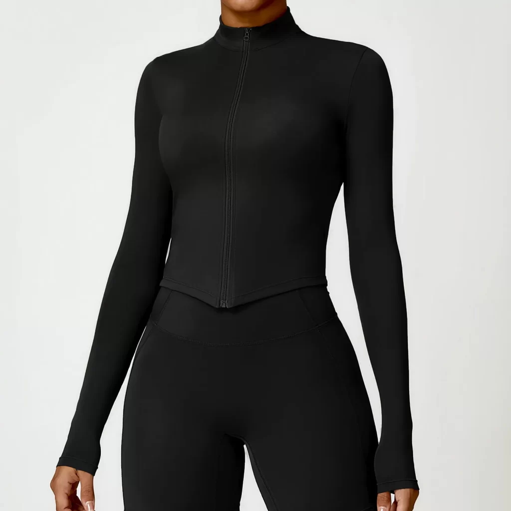 Women's Workout Jacket Lightweight Cropped Slim Fit Tops personalised gym shirts sportswear manufacturer