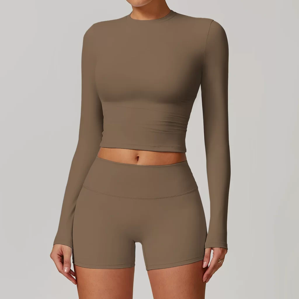Long Sleeve Yoga Shirts Slim Fit Cropped Workout Top