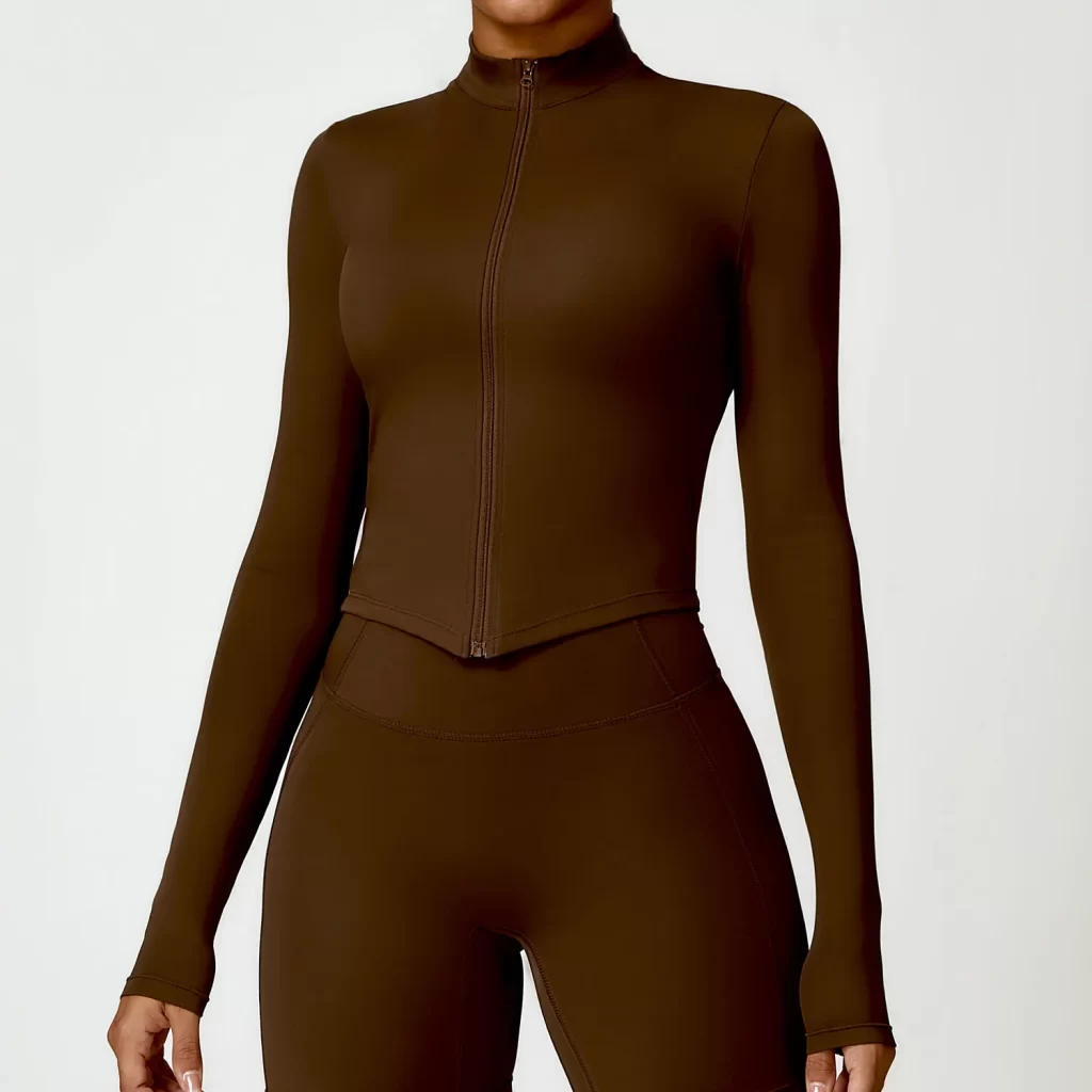 Women's Workout Jacket Lightweight Cropped Slim Fit Tops
