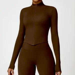 Women's Workout Jacket Lightweight Cropped Slim Fit Tops
