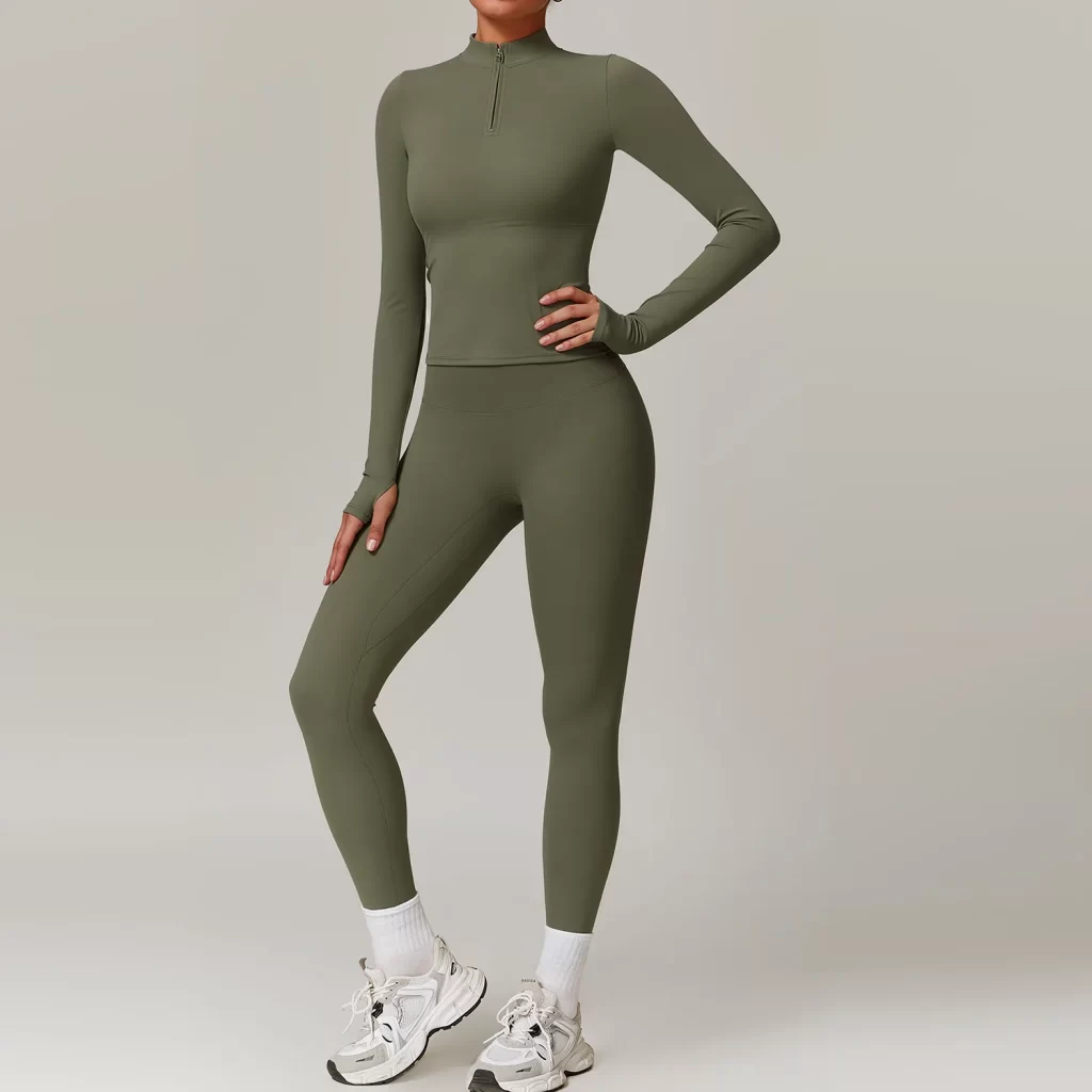 Workout Clothes Wholesale Half Zip Long Sleeve Fitness Sets