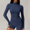Mock Neck Long Sleeve Shirt Women Basic Yoga Tops