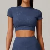 Custom Workout Shirts Short Sleeve Crop Tops for Women