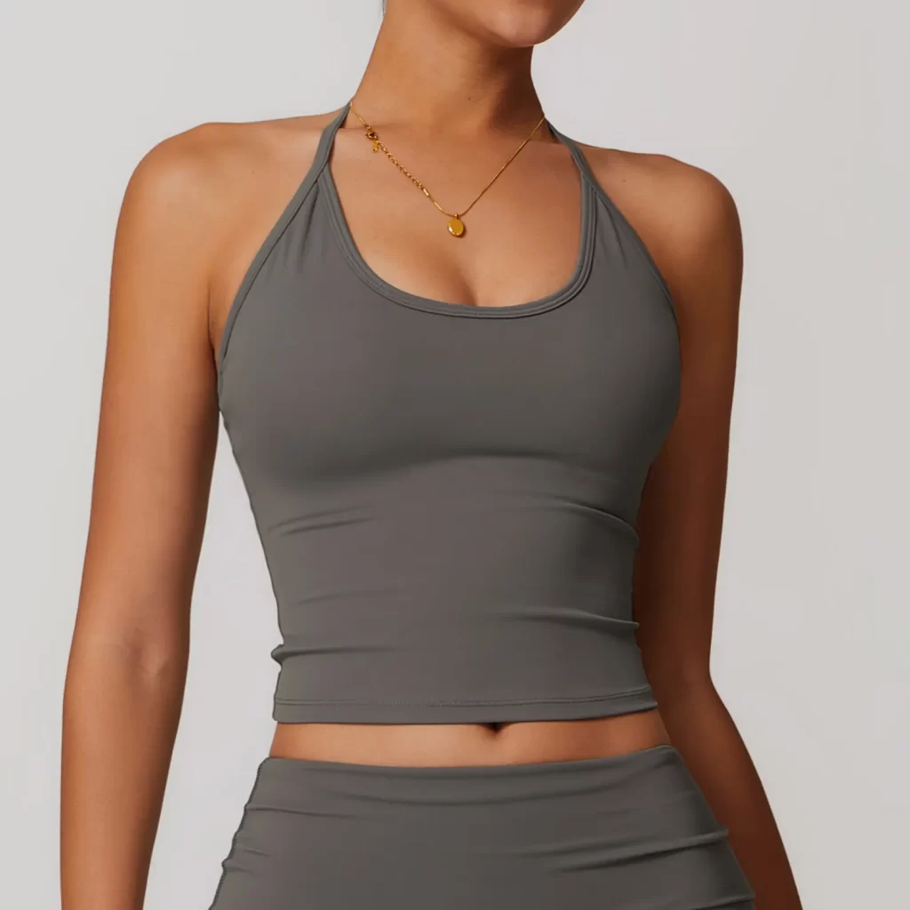 Halter Workout Crop Tank Top with Built in Bra athletic clothing manufacturers