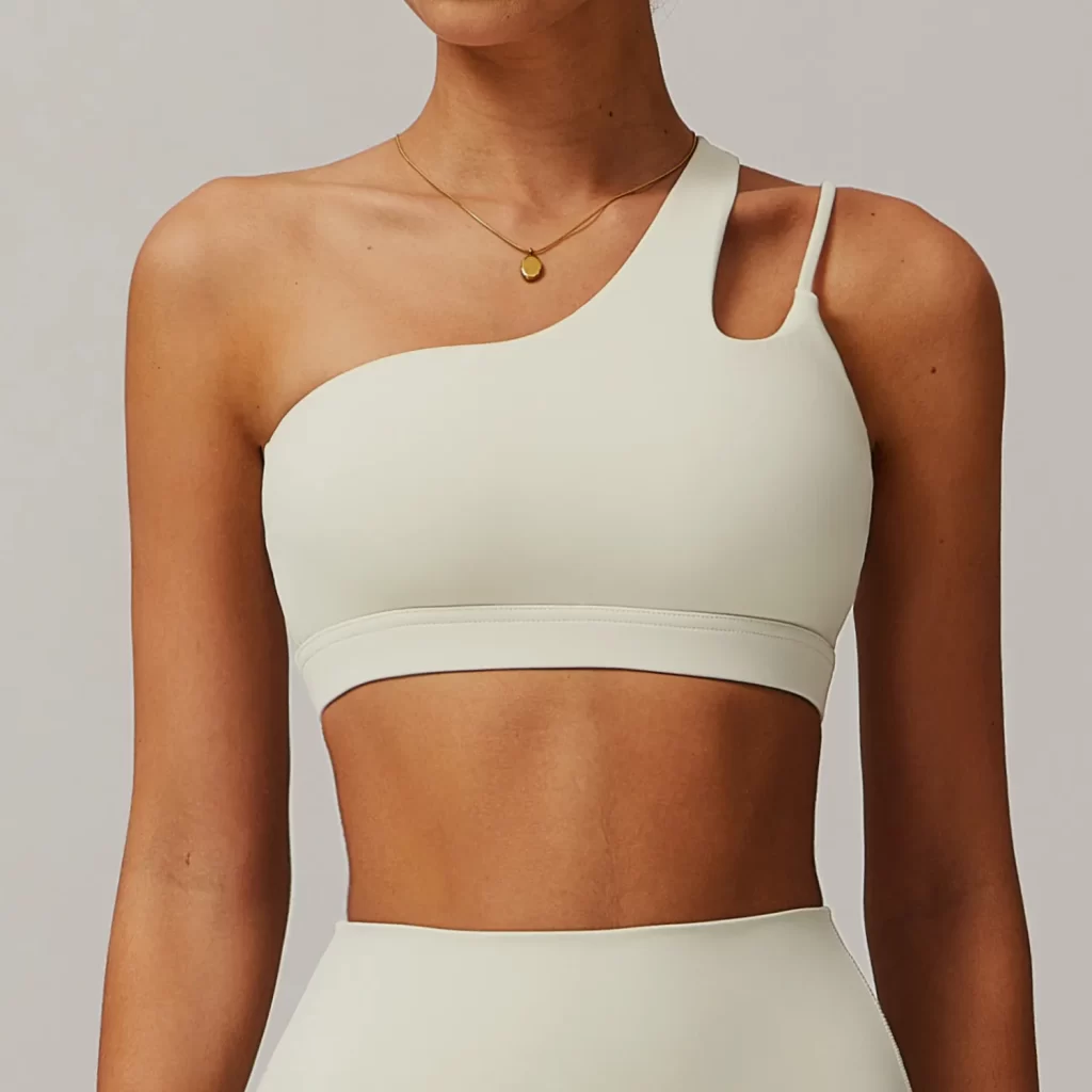 One Shoulder Medium Support Padded Strappy Yoga Bra