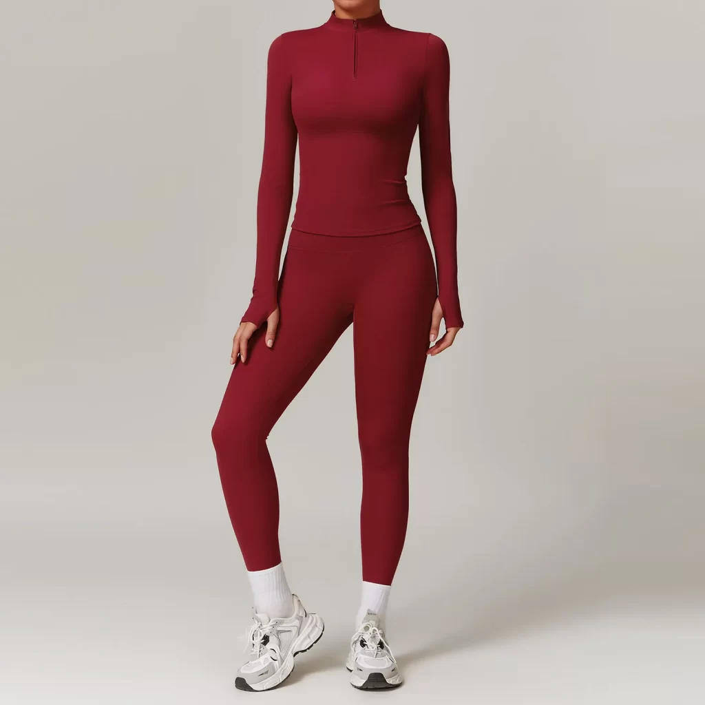 Workout Clothes Wholesale Half Zip Long Sleeve Fitness Sets