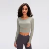 Women Yoga Crop Tops Long Sleeve Stretch Athletic Shirts wholesale fitness clothing bulk long sleeve t shirts