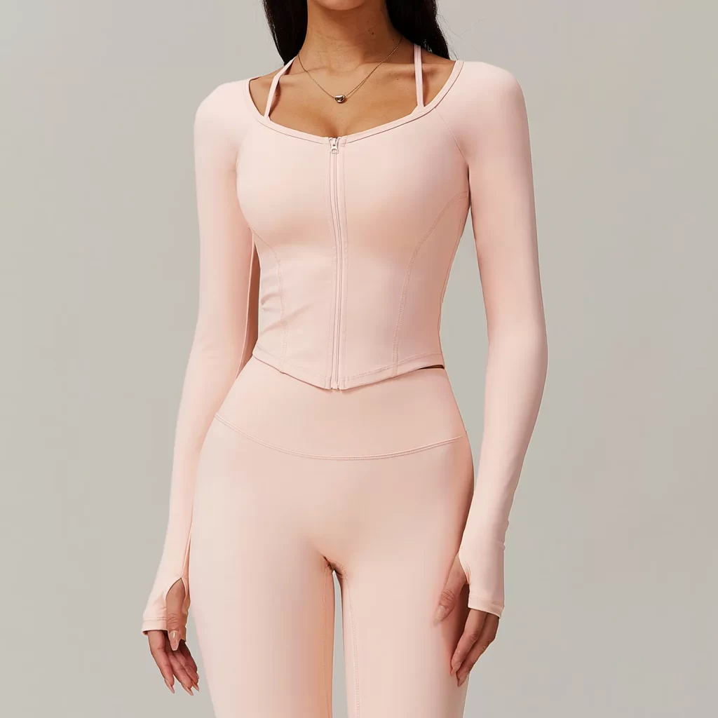 Custom Fitness Clothing Long Sleeve Cropped Tops women's lightweight athletic jacket