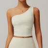 One Shoulder Longline Sports Bra Crop Built in Bra Tank Tops custom gym clothes wholesale activewear clothing