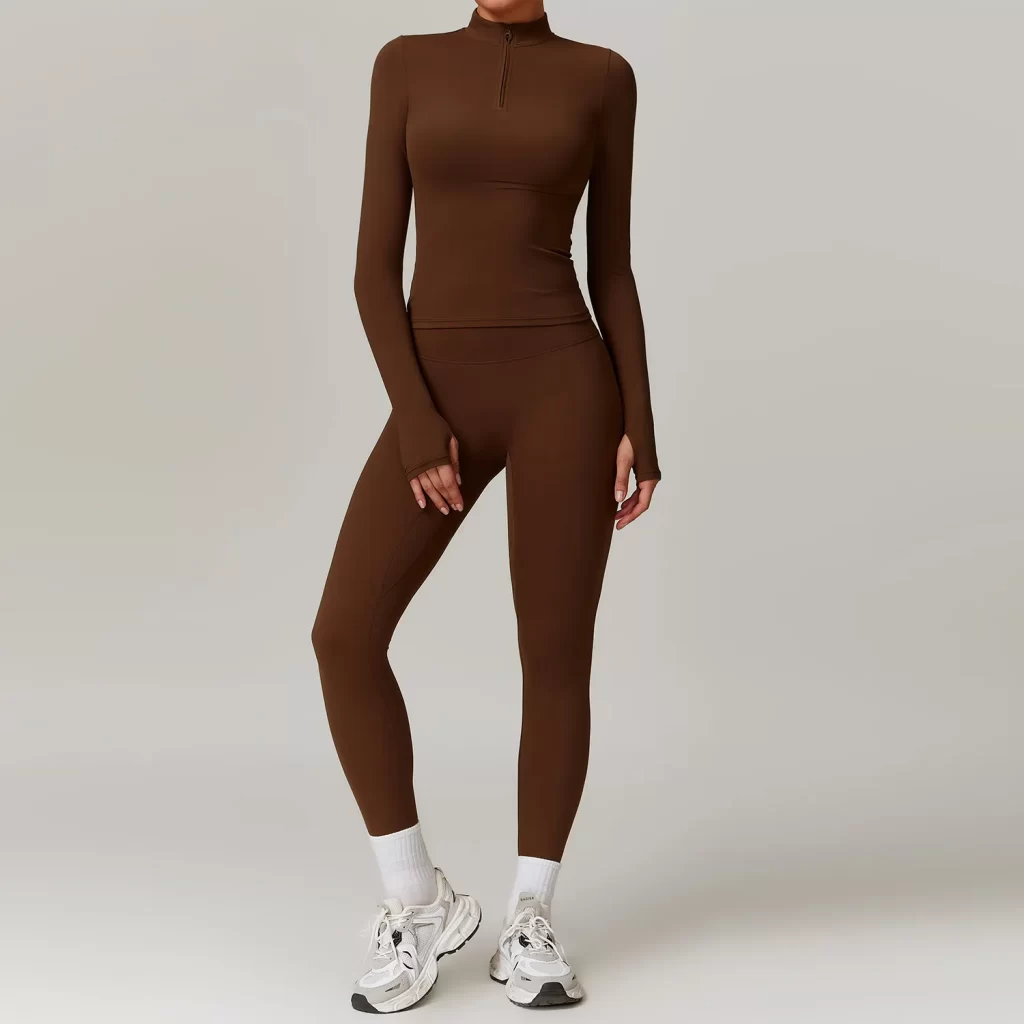 Workout Clothes Wholesale Half Zip Long Sleeve Fitness Sets