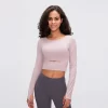 Women Yoga Crop Tops Long Sleeve Stretch Athletic Shirts wholesale fitness clothing bulk long sleeve t shirts