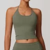 Halter Workout Crop Tank Top with Built in Bra