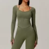 Custom Fitness Clothing Long Sleeve Cropped Tops women's lightweight athletic jacket